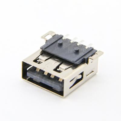 China Horizontal Type A Connector USB 2.0 Receptacle USB-A (USB TYPE-A) 10mm Receptacle Type A Female 4 Pin SMT USB A Connector Heat Resistant For Charging for sale