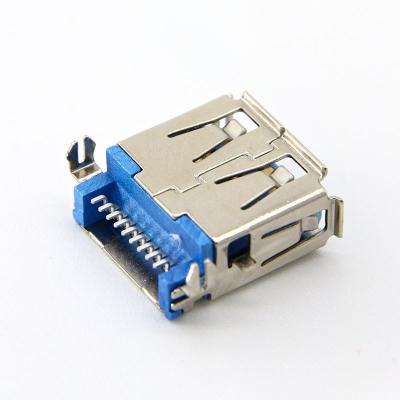 China USB 3.0 Phosphor Bronze Type A Connector Female 9 Pin Mid Mount USB A Receptacle (USB TYPE-A) Receptacle Connector for sale