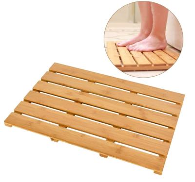 China Sustainable Bamboo Bath Mat Bathroom Shower Floor Non-Slip Waterproof Mat for sale