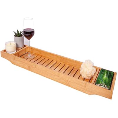 China Sustainable Bamboo Tub Caddy Tray for sale