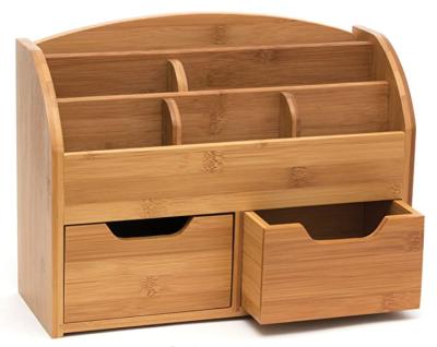 China Sustainable Bamboo Wood Desktop Space Saving Organizer for sale