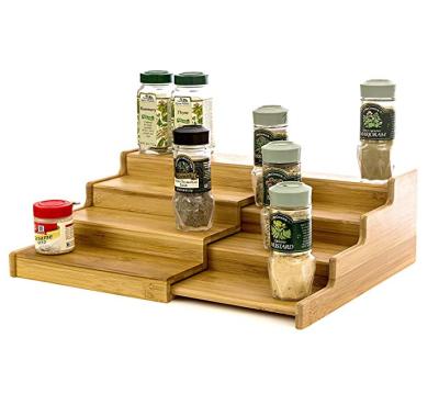 China Sustainable 4 Tier Bamboo Spice Rack Spice Organizer Rack for sale