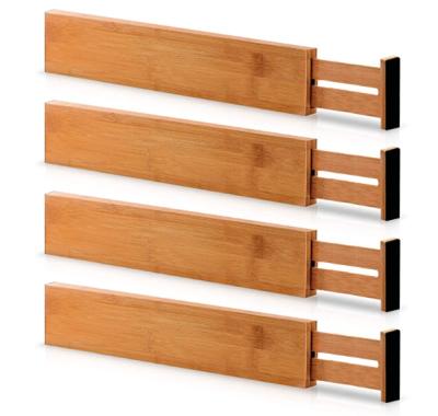 China Sustainable Adjustable Bamboo Drawer Dividers 4 Pack Expandable Bamboo Drawer Dividers for sale