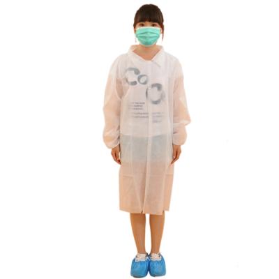 China Breathable Disposable SMS Cloth Lab Coat/Overcoat With Shirt Collar for sale