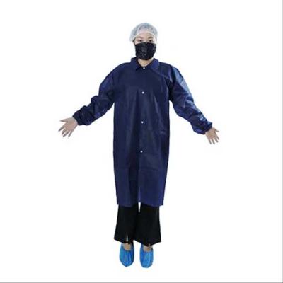 China SMS Breathable Disposable Double Collar Chemistry Nonwoven Lab Coat for sale