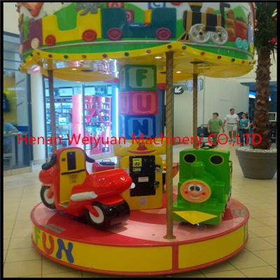 China Funny kiddie rides 3 seat merry go round mini carousel for sale for sale