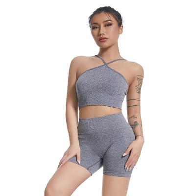 China Breathable Sports Apparel Fitness Yoga Wear Sets Top Crop And Yoga Shorts Energy Seamless 2 Piece Yoga Set for sale