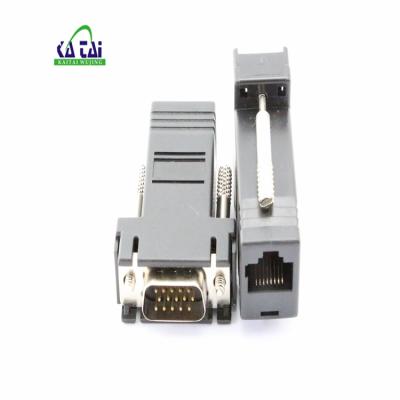 China Computer D Sub RJ45 To VGA Connector VGA Supplement Male To Lan Cat 5 Cat5e Ethernet RJ45 Plug Adapter for sale