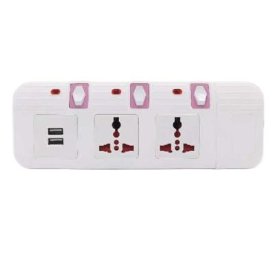 China Standard 2 Way Electrical Outlets Universal Grounding Extension Socket With USB Port And Independent Switches for sale