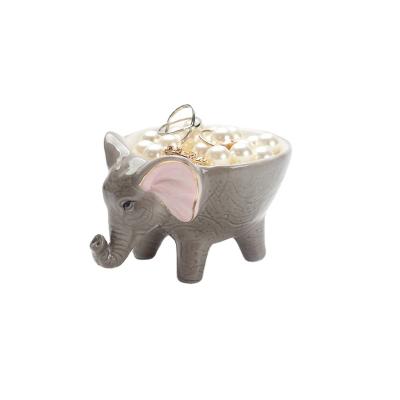 China Gift Lovely Ceramic Elephant Shape Trinket Box Jewelry Holder Animal Jewelry Display Bowl Wholesale Bulk Jewelry Display Bowl Organizer for sale