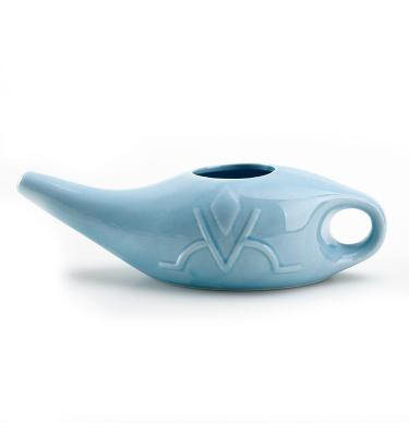 China Viable Custom Ceramic Porcelain Neti Care Bottle Nasal Wash Cleansing Neti Pot With Handle For Yoga for sale