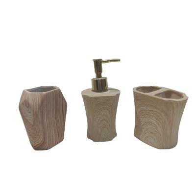 China 2022 Sustainable Modern Wood Ceramic 3 Piece Bath Accessories Bathroom Accessories Set for sale