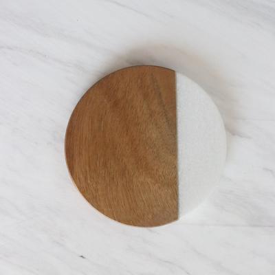 China Coaster Manufacturer Custom Ceramic Wooden Marble Style Stocked Smart Coaster For Sublimation for sale