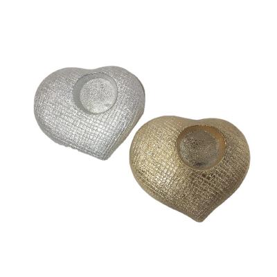 China Home decoration wedding decorative gold color heart shape love tealight candle holder and accessories valentine ribbon for sale