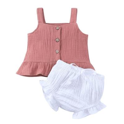 China Organic Cotton Gauze Baby Girls Clothing Set Summer Antibacterial Soft Muslin Cloth for sale