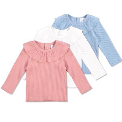 China Petelulu Baby Colthes Solid Color Waffle Anti-Shrink Clothes For Kids 6 To 36 Months Baby Tops 100% Cotton for sale