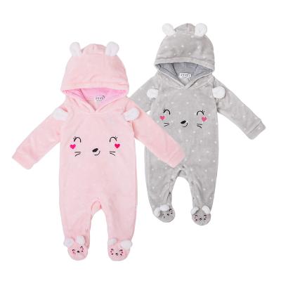 China Winter Coral Fleece Infant Clothing Soft Smile Baby Romper Lovely Footed Rompers Wholesale New Design for sale