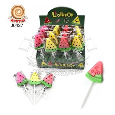 China Natural Natural Halal Watermelon Shaped Pop Hard Candy Lollipop for sale