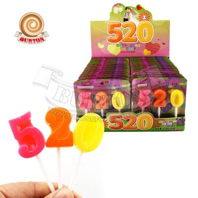 China 520 Number Shaped Natural Fruit Lollipop Candy Natural Hard Candy for sale