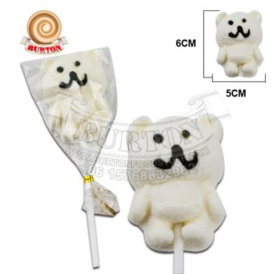 China Natural Halal Natural Bear Shape Marshmallow Lollipop Candy Pops for sale