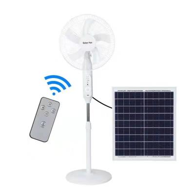 China Hotel 16 Inch 16V DC Fan Solar Powered Panel AC DC Fan Cheap Price Solar Rechargeable Outdoor Home Stand Solar Fan for sale