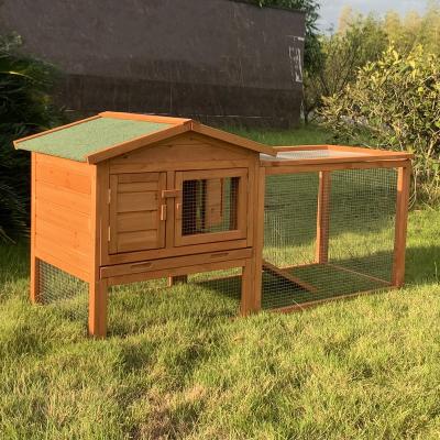 China Cheap Viable Rabbit Cage Fir Wood Rabbit Hutch With Waterproof Roof Backyard Rabbit House for sale