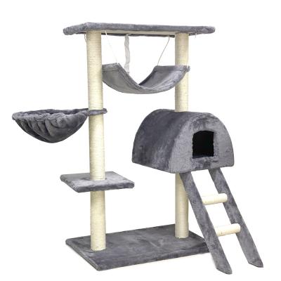 China High Quality Useful Viable Cat Tree House Tower Frame From Cotton Hemp Rope Climbing for sale