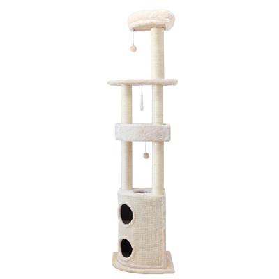 China Large Multi Wood Climbing Cat Tower Toy Scratching Post Cat Tree Tower Sisal Scratch Layer Wholesale Viable for sale