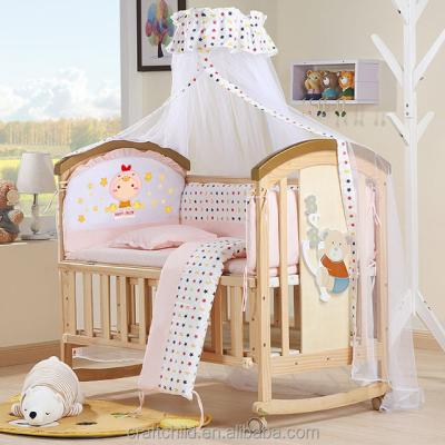 China Smoothly Eco - Friendly Wooden Baby Swing Cribs Bedroom Furniture For Export for sale