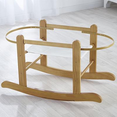 China Handy High Quality Wooden Moses Basket Rattan Holder Basket Moses Baby Rocking Holder for sale