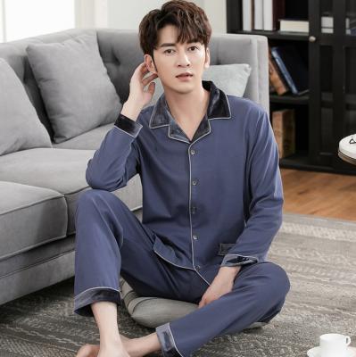 China QUICK DRY Mens Pajamas 2 Pieces Set Autumn Long Sleeve Cotton Home Wear Plus Size Breathable Pajamas Sets for sale