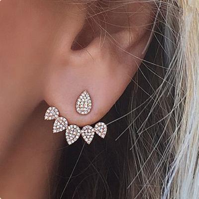 China Fashion romantic jewelry hotsale JJ210 Balry elegant simple full diamond leaves earrings for women for sale