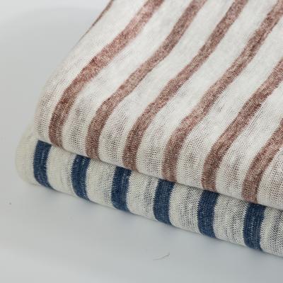 China Knitted Viable Stripe 100% Linen Yarn Dyed Fabric For T Shirt for sale