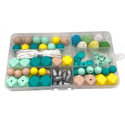 China 2019 DIY Soft Toy Care Accessory Silicone Hexagon Beads Set For Baby Teether Bracelet Pendant Making Wooden Necklace WSB006 for sale