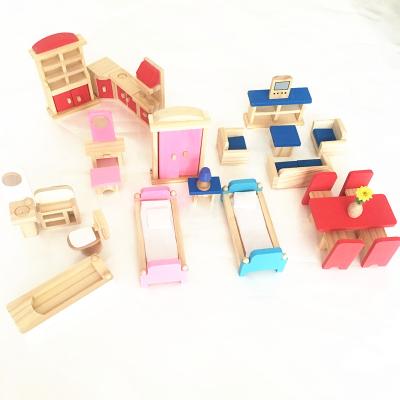 China Pretend and Playing Wooden Children Pretend Play Educational Miniature Furniture for Dollhouse Toys WDH16 for sale