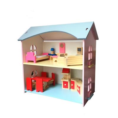 China 2021 Miniature Diy Dollhouse Montessori Children Kids Miniature Wooden Doll Furniture Mini Doll House Toys WDH014 for sale