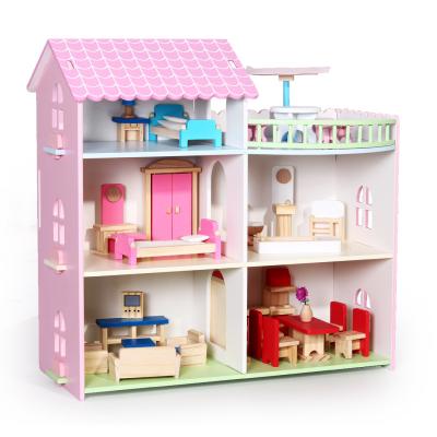 China DIY TOY Chinese Wooden Children Montessor Diy kids miniature furniture Mini Princess dollhouse wooden diy toys WDH13 for sale