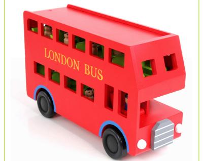 China Learning and Playing Double Bridge Chinese Wooden Bus Assembly Educational London Bus Model Toy for Children WBT001 for sale