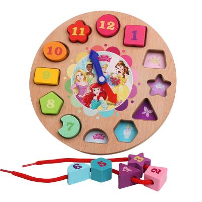 China Study and Play for 2021 Children Kid Educational Preschool Play Spinning String Clock Wooden Toy WFB004 for sale