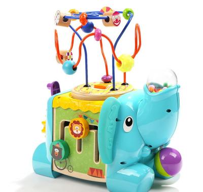 China Game For Children 2020 Wooden Elephant Circus Bead Maze Active Cube Set Toys For Preschool Educational Toys WTB24 for sale