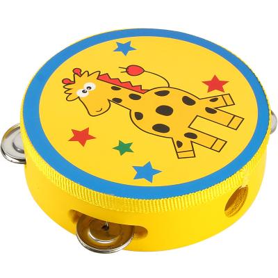 China Wholesale Wooden Educational Toy Carton Wooden Drum Animal Toys Hand Music Toy For Infant Baby WKD001 for sale