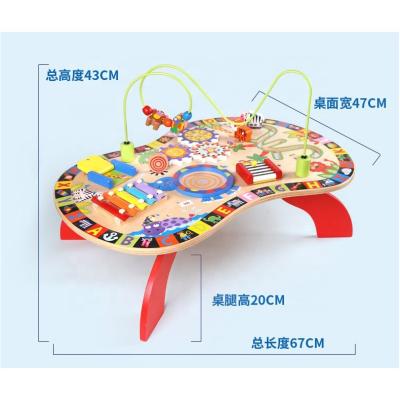 China 2021 Educational Toy Multifunctional Wooden Bead Maze Game Music Table Set Toys For Children Play Educational Toys WKP11 for sale