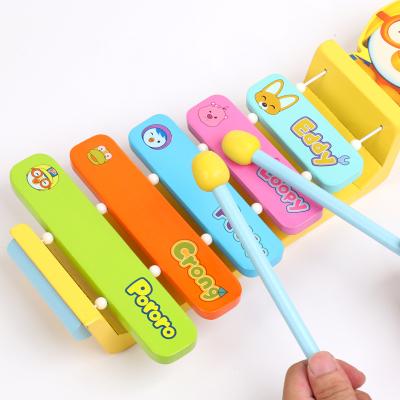 China Toy Canton Educational Wooden Xylophone 5 Sound Musical Instrument Set For Children Educational Toys WKP10 for sale