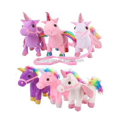 China New Product Plush Toy Short Soft Singing And Musical Dancing Walking Electric Unicorn Plush Stuffed Toy for sale