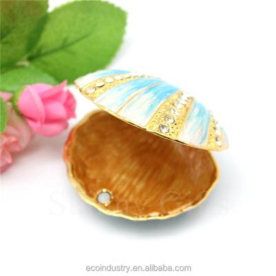 China Attractive crystal and rhinestone jewelry box faberge shell designs ornament box for sale