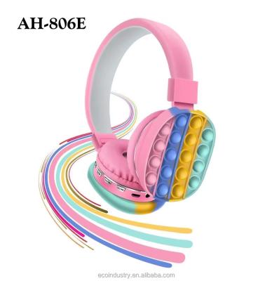 China New AH-806E Tooth Headset Rainbow Blue Cartoon Stereo Wireless Earphones Headband for sale