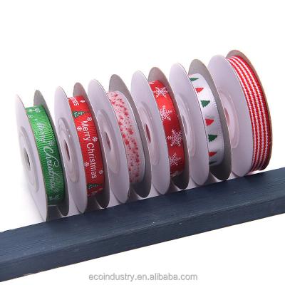 China Environmental Friendly Red Grosgrain Ribbon With White Stripe Christmas Ribbon Wholesale Satin Grosgrain Ribbon For Christmas for sale