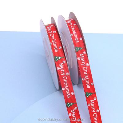 China Environmental Friendly Decoration Gift Wrapping Christmas Ribbons For Crafts Printed Ribbon Christmas Wrapping Gift for sale