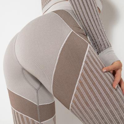 China High Waist Antibacterial Mesh Breathable Sexy Knitted Hole In The Gaiters Yoga Pants for sale