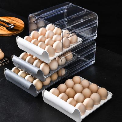 China Wholesale home pet kitchen 32 layer egg box plastic egg box kitchen fridge storage box Modern grid holderDouble for sale